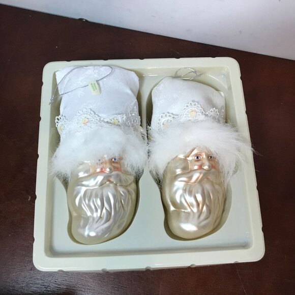 Dillards Santa Head Xmas Glass Ornament Set Of 4 - Picture 2 of 8